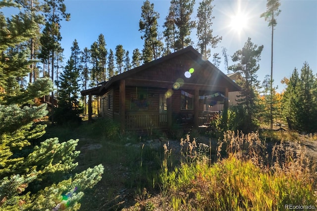 view of log home