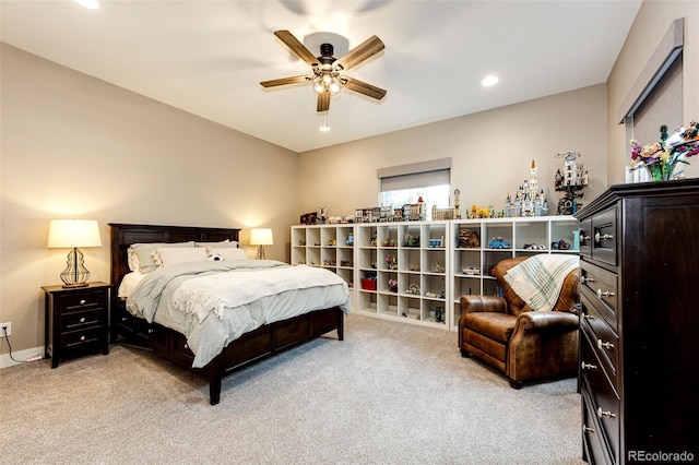 31455 Half Peak Trl, Pine, CO 80470 - bedroom with light carpet, a ceiling fan, recessed lighting, and baseboards