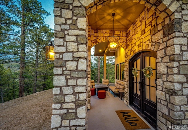 31455 Half Peak Trl, Pine, CO 80470 - property entrance with stone siding