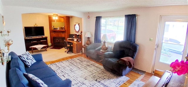 8338 Charles Way, Denver, CO 80221 - living area featuring wood finished floors and a ceiling fan