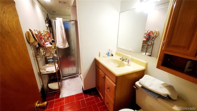 8338 Charles Way, Denver, CO 80221 - full bathroom featuring a shower stall, vanity, and toilet