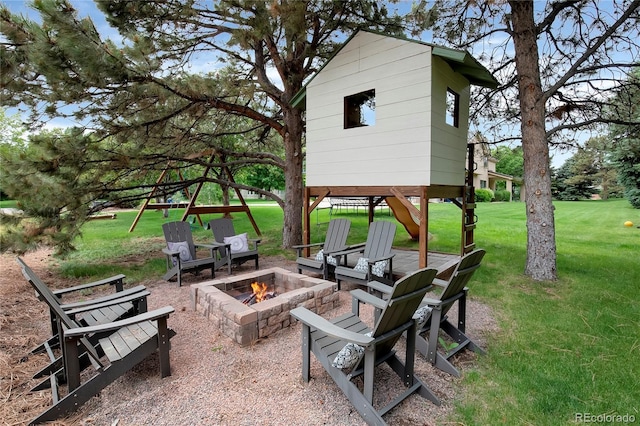 9669 E Prentice Cir, Greenwood Village, CO 80111 - view of patio featuring an outdoor fire pit