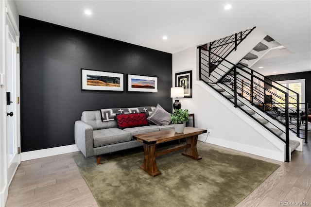 living room with hardwood / wood-style flooring