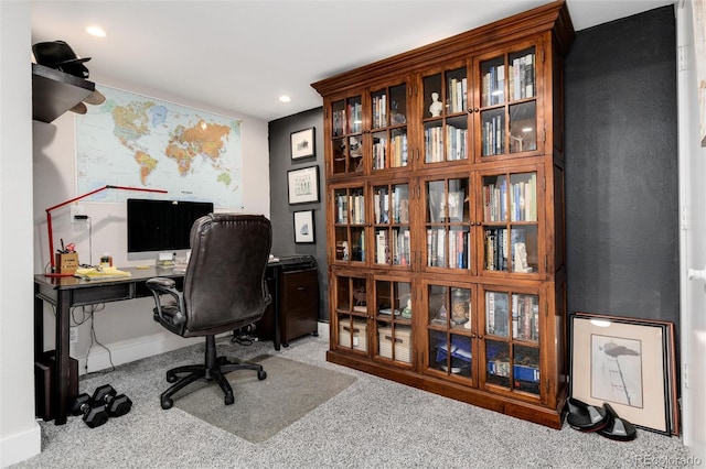 view of carpeted office space