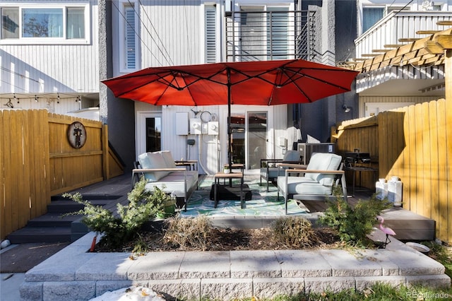 view of patio with an outdoor hangout area