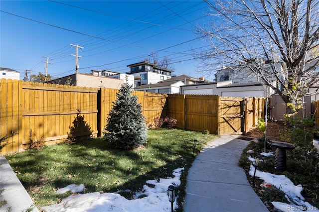 view of yard covered in snow