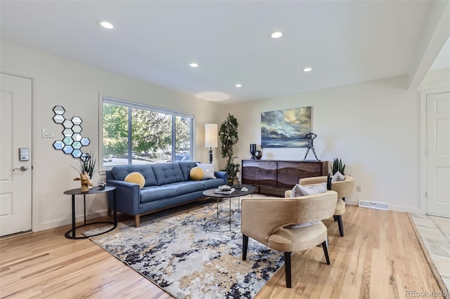 living room featuring light hardwood / wood-style floors