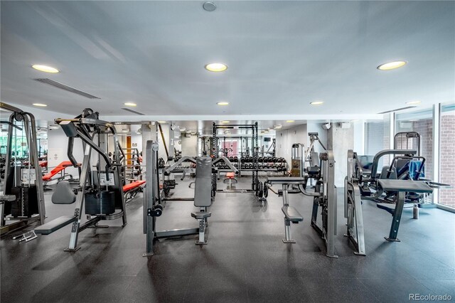 1700 Bassett St Unit 1119, Denver, CO 80202 - exercise room with recessed lighting