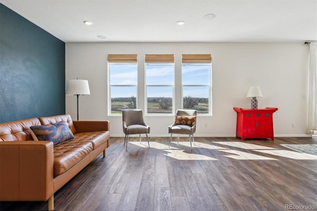 6214 Long Branch Dr, Parker, CO 80134 - sitting room with recessed lighting, baseboards, a healthy amount of sunlight, and wood finished floors