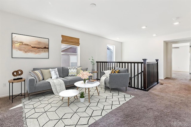 6214 Long Branch Dr, Parker, CO 80134 - living room with light colored carpet, baseboards, and recessed lighting