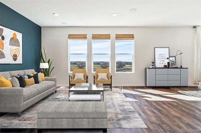 6214 Long Branch Dr, Parker, CO 80134 - living room featuring wood finished floors, baseboards, and recessed lighting
