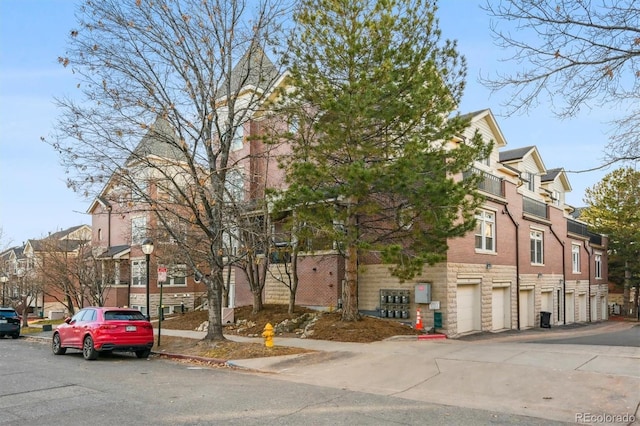 view of building exterior featuring a garage