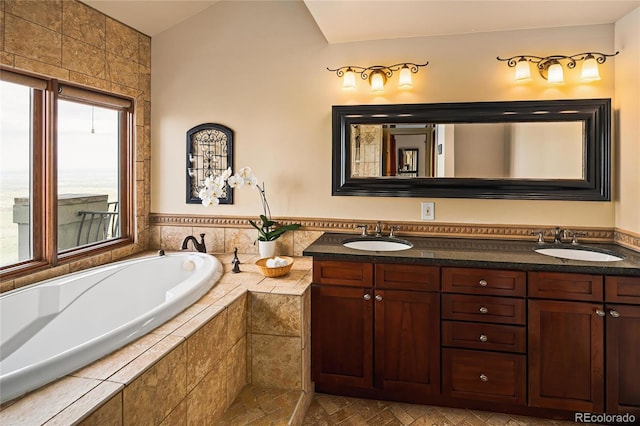 8932 Eastridge Rd, Golden, CO 80403 - bathroom featuring double vanity and a garden tub