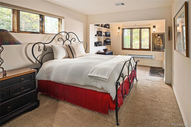 8932 Eastridge Rd, Golden, CO 80403 - bedroom with carpet floors, multiple windows, and a baseboard radiator