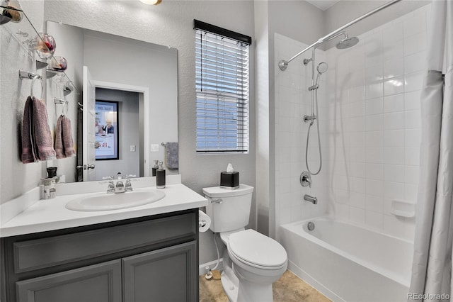 27853 E 8th Ave, Aurora, CO 80018 - bathroom with shower / bath combo, vanity, and a textured wall