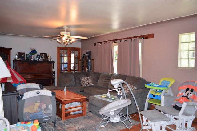 2885 Quay St, Wheat Ridge, CO 80033 - living area featuring french doors and ceiling fan