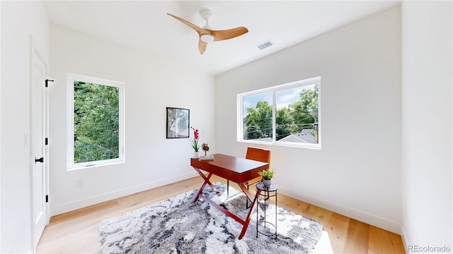 2405 S Franklin, Denver, CO 80210 - office space with healthy amount of natural light, light wood finished floors, and ceiling fan