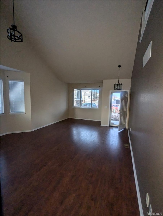 interior space with dark hardwood / wood-style flooring