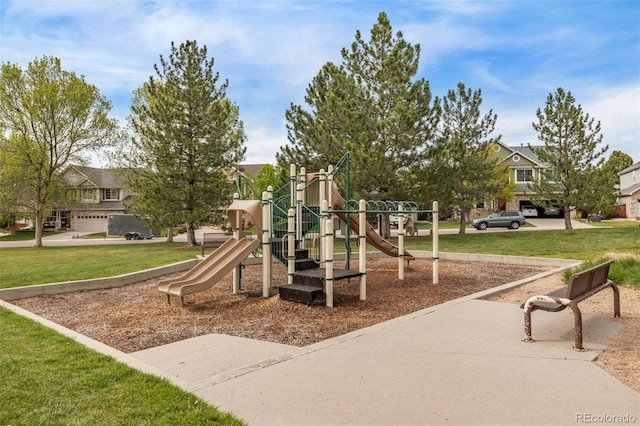 communal playground with a yard
