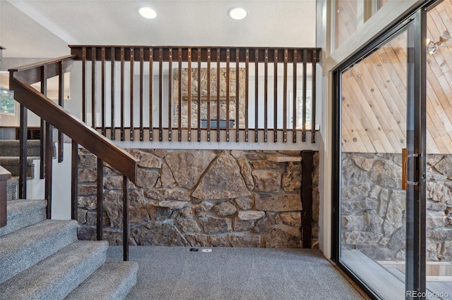 4835 Abo Ln, Monument, CO 80132 - stairs featuring carpet floors and recessed lighting