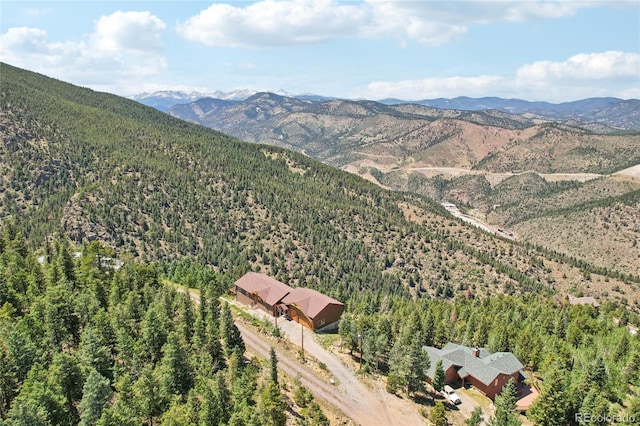 drone / aerial view with a mountain view