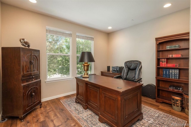 office area featuring dark hardwood / wood-style floors