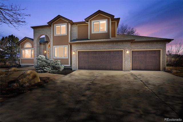 view of front facade with a garage