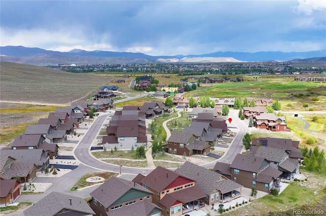 aerial view with a mountain view