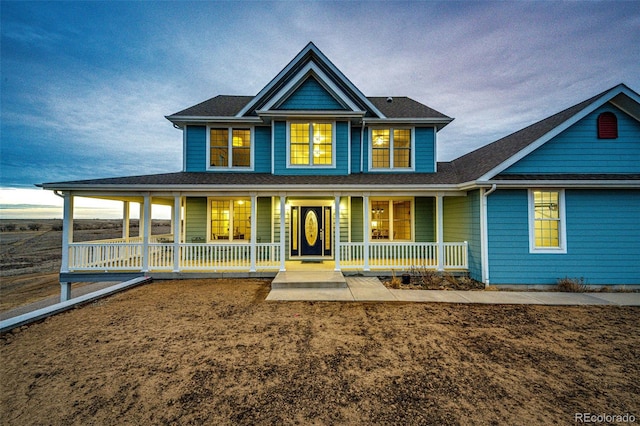 view of front facade featuring covered porch