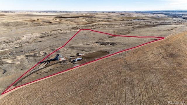 aerial view with a rural view and view of desert