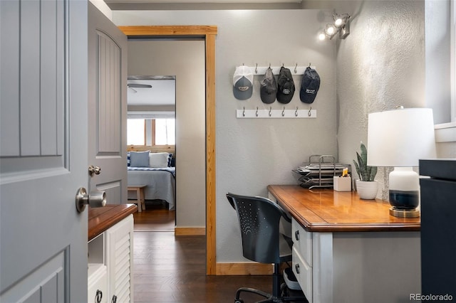 110 County Road 652, Grand Lake, CO 80447 - office space featuring baseboards, dark wood finished floors, and ceiling fan