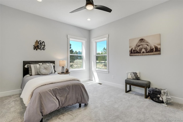 16510 Early Light Dr, Colorado Springs, CO 80908 - carpeted bedroom with a ceiling fan, baseboards, and recessed lighting