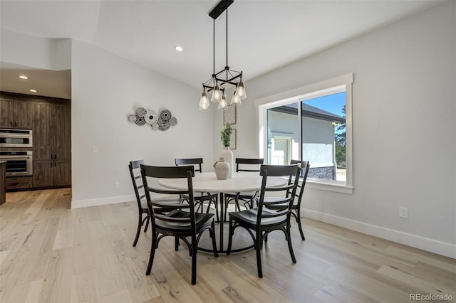16510 Early Light Dr, Colorado Springs, CO 80908 - dining room with recessed lighting, baseboards, and light wood finished floors