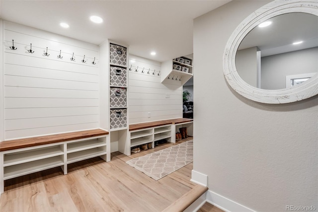 mudroom featuring hardwood / wood-style floors