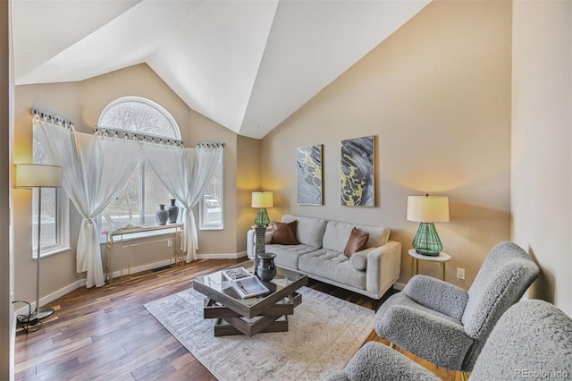 9443 Palisade Ct, Highlands Ranch, CO 80130 - living room featuring wood finished floors and high vaulted ceiling
