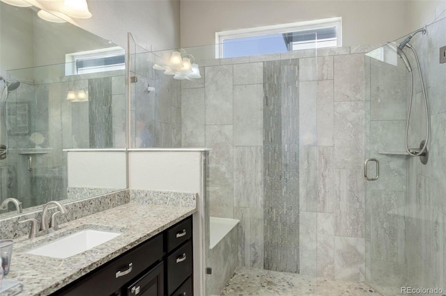 4767 S Odessa St, Centennial, CO 80015 - bathroom with vanity and a stall shower