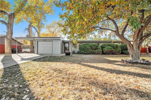 single story home with a garage