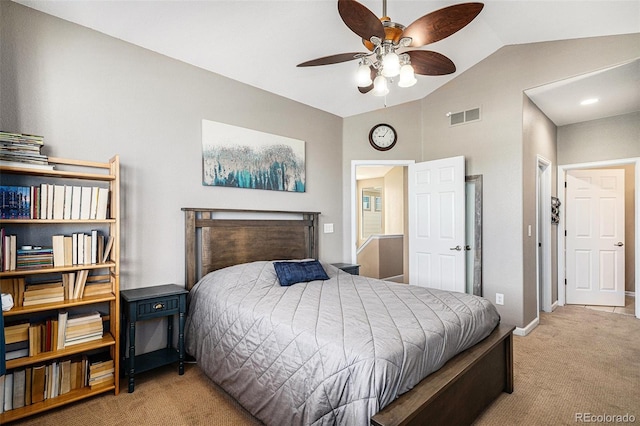 23235 York Ave, Parker, CO 80138 - carpeted bedroom featuring lofted ceiling and a ceiling fan