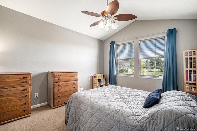 23235 York Ave, Parker, CO 80138 - bedroom with vaulted ceiling, light carpet, and a ceiling fan