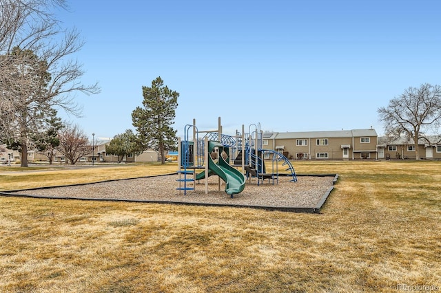 view of play area featuring a yard