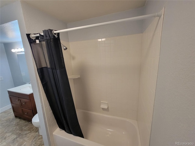 16359 W 10th Ave Unit Yy2, Golden, CO 80401 - bathroom with vanity, shower / bath combo with shower curtain, and a textured wall