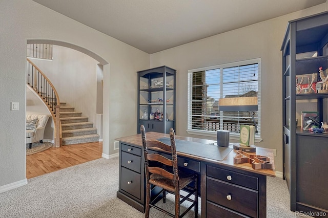 6132 Cubbage Dr, Colorado Springs, CO 80924 - carpeted office featuring baseboards and arched walkways