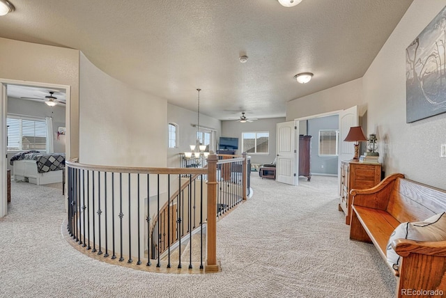 6132 Cubbage Dr, Colorado Springs, CO 80924 - corridor featuring a healthy amount of sunlight, light carpet, and an upstairs landing