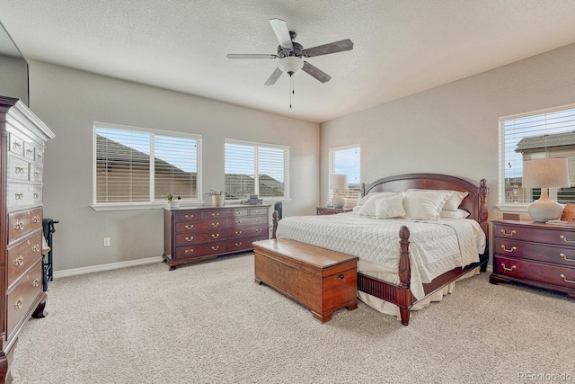 6132 Cubbage Dr, Colorado Springs, CO 80924 - bedroom featuring baseboards, carpet floors, a textured ceiling, and ceiling fan