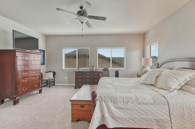 6132 Cubbage Dr, Colorado Springs, CO 80924 - bedroom with baseboards, ceiling fan, carpet floors, and a textured ceiling