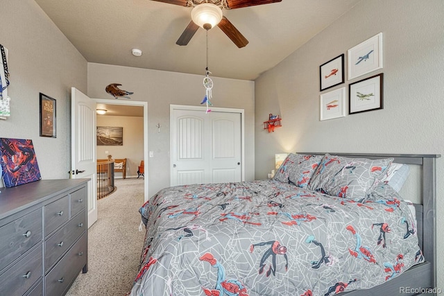 6132 Cubbage Dr, Colorado Springs, CO 80924 - bedroom with carpet flooring, a closet, and ceiling fan