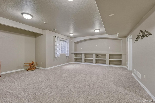 6132 Cubbage Dr, Colorado Springs, CO 80924 - below grade area with carpet floors, a textured ceiling, and visible vents