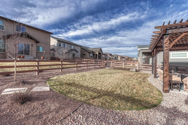 6132 Cubbage Dr, Colorado Springs, CO 80924 - view of yard featuring a pergola, a residential view, and fence