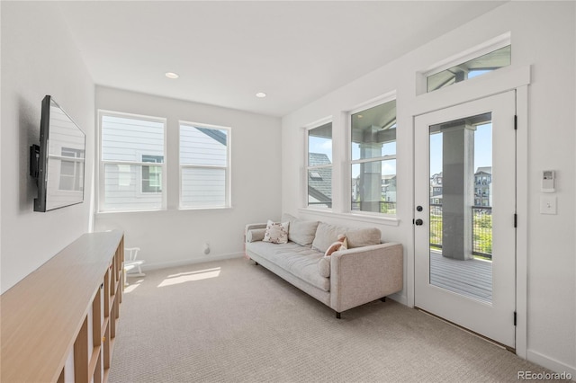 16722 Shoshone St, Broomfield, CO 80023 - living room featuring carpet floors, baseboards, and recessed lighting