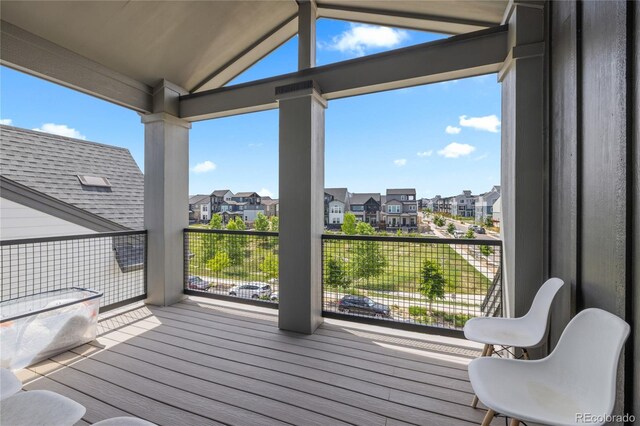 16722 Shoshone St, Broomfield, CO 80023 - wooden deck featuring a residential view